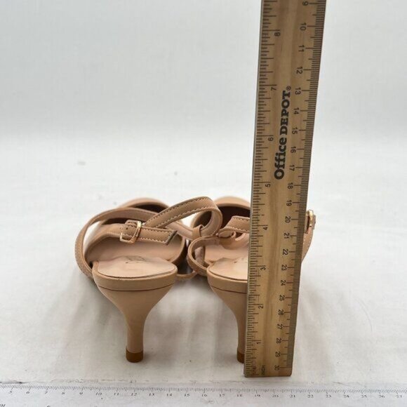 Pazzion Beige Pointed Toe Kitten Low Heels Ankle Strappy Formal Comfortable Pump - Picture 5 of 8